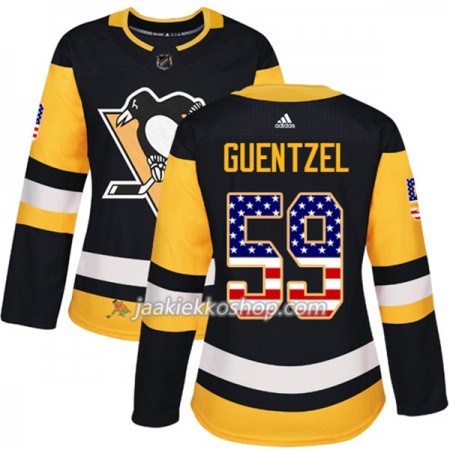 Nainen NHL Pittsburgh Penguins Pelipaita Jake Guentzel 59 Adidas 2017-2018 Musta USA Flag Fashion Authentic